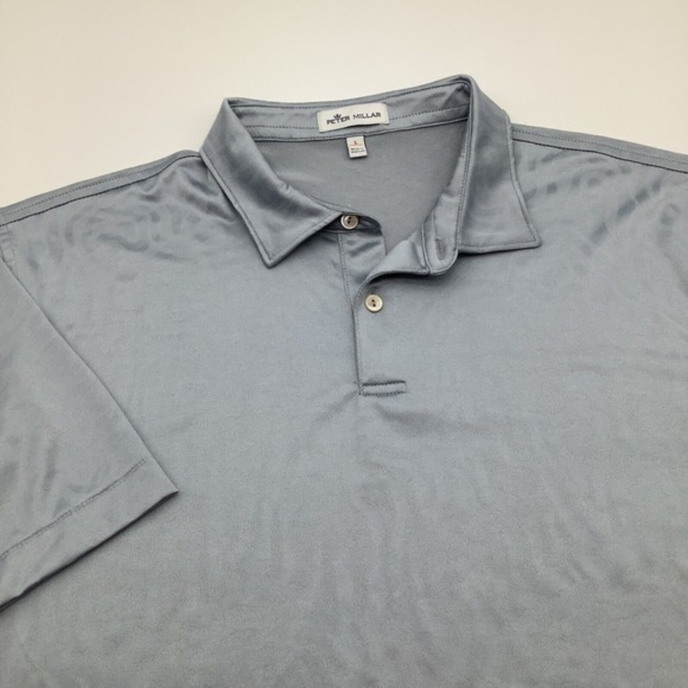 Peter Millar Mens Short Sleeve Golf Polo Shirt‎ Grey Size Large